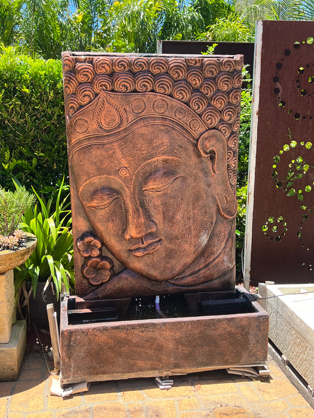 Bronzed Buddha Face Water Feature