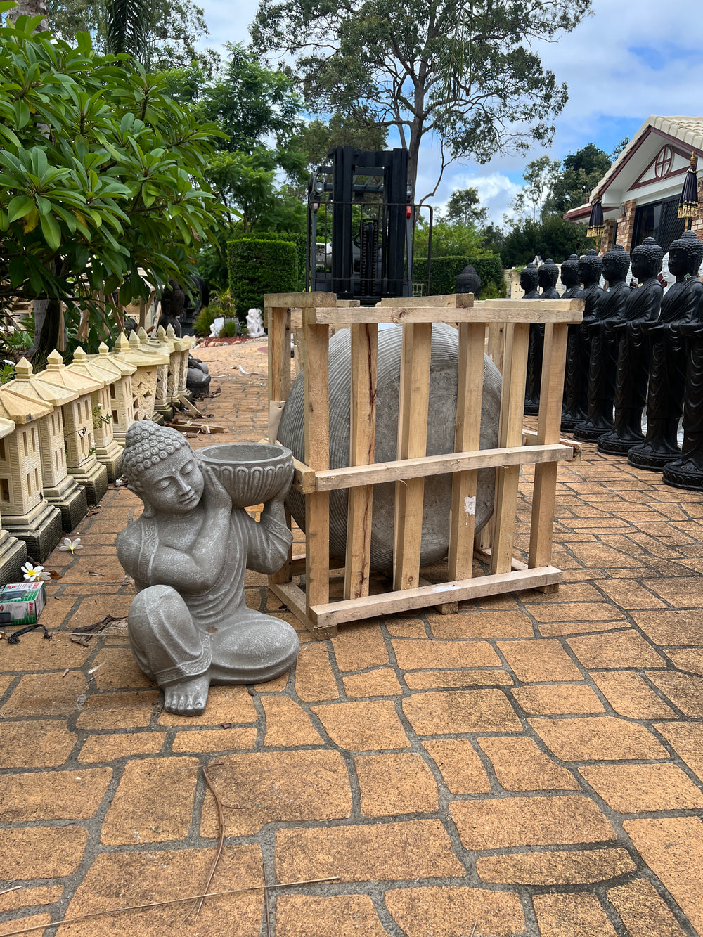Grey Buddha with Bowl Water Feature
