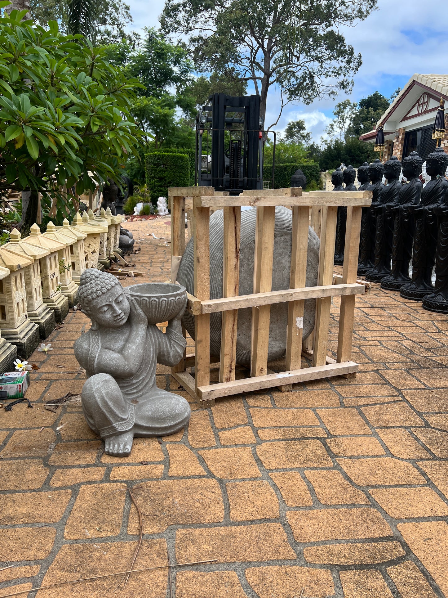 Grey Buddha with Bowl Water Feature