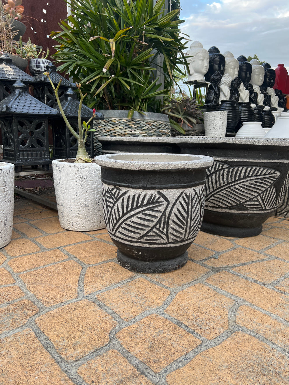 Palm Leaf Monotone Pot