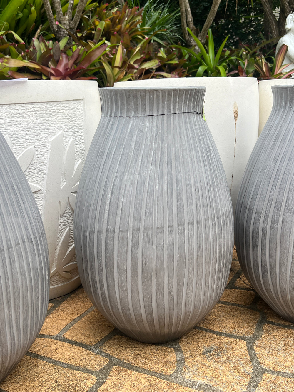 Lined Grey Pot
