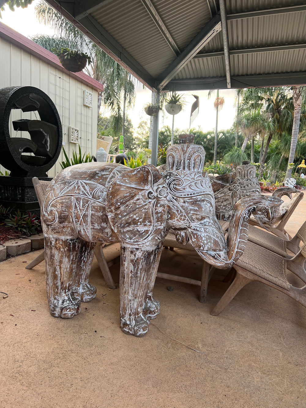 Large Carved Wooden Elephant