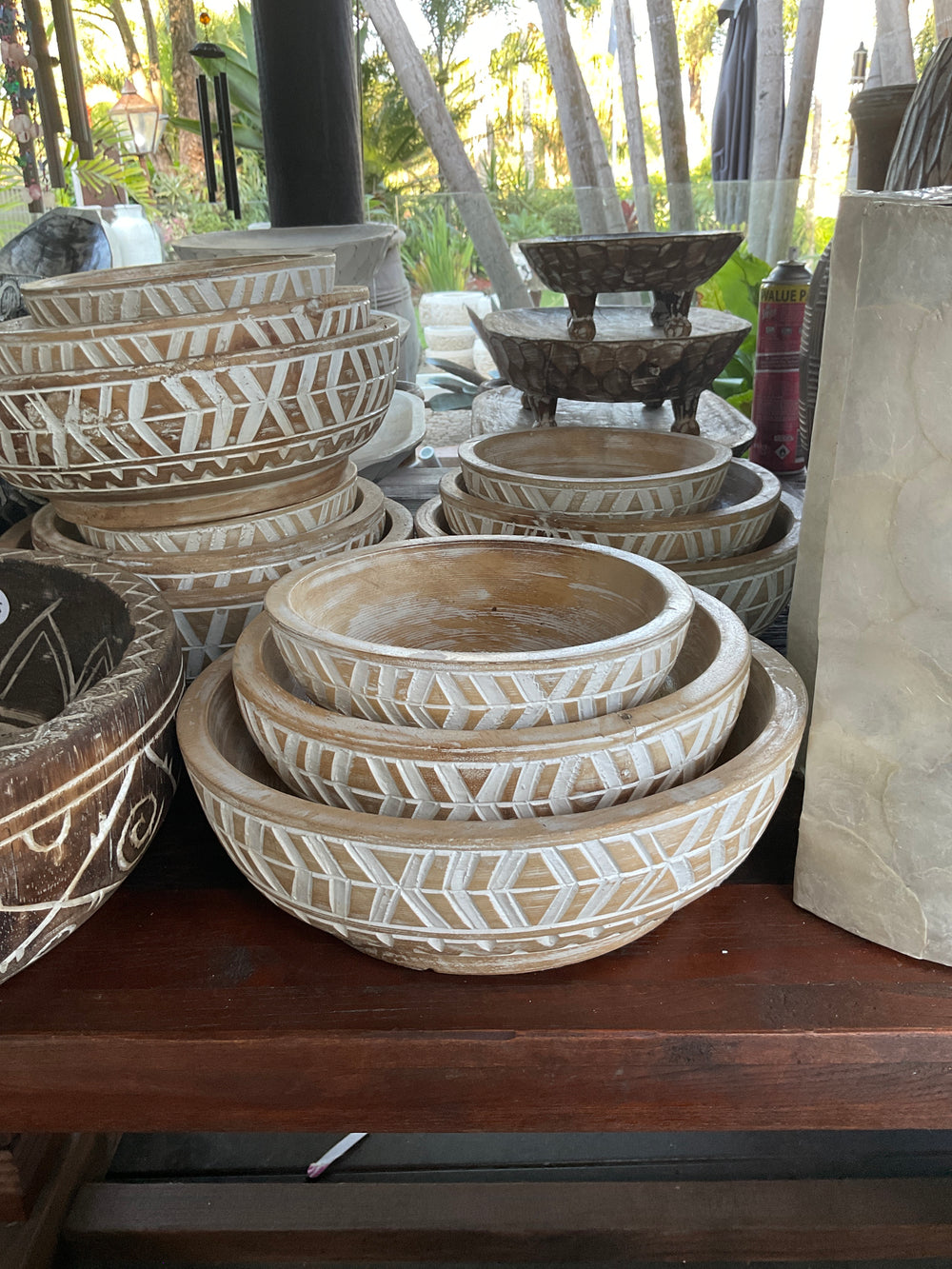 Wide Brimmed Wooden Salad Bowl