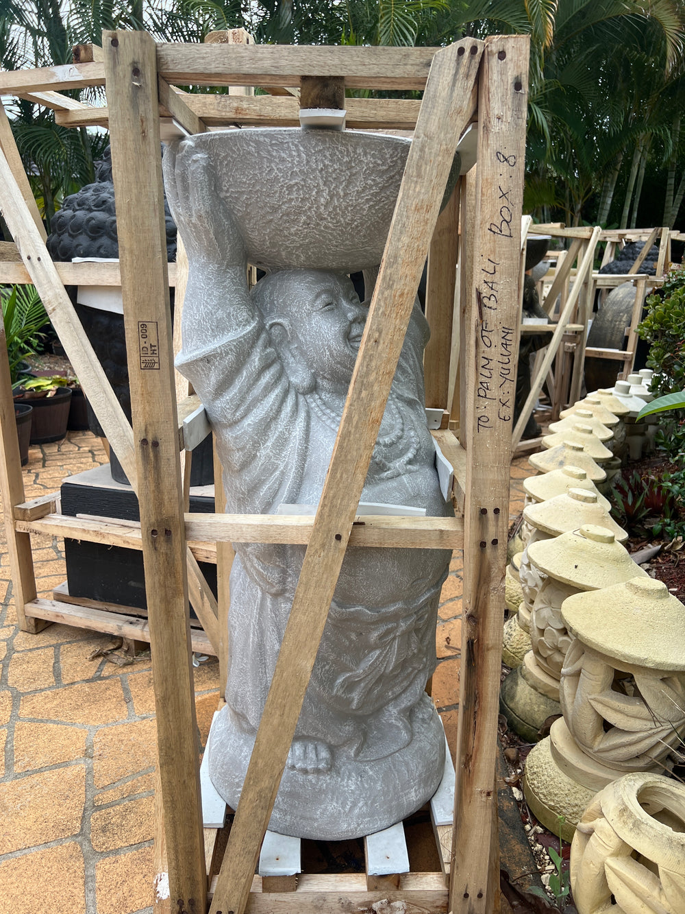 Grey Buddha Birdbath