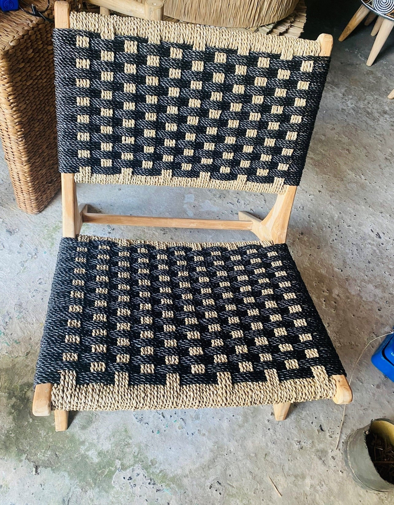 Hand Made Patterend Black Rattan Chairs