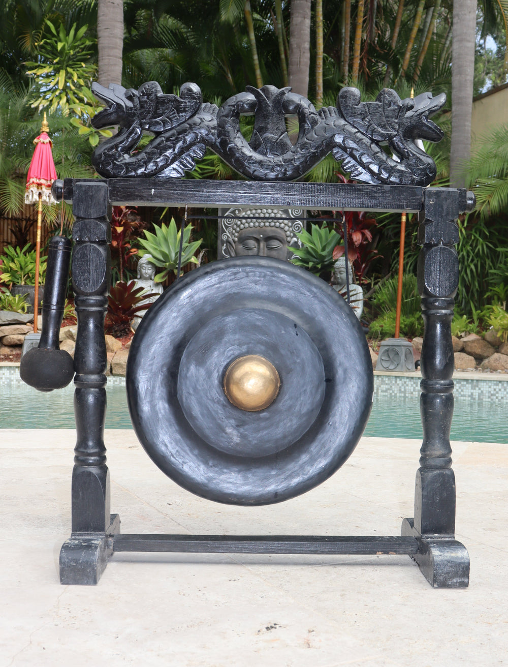 Large Double Headed Dragon Gong All Colours