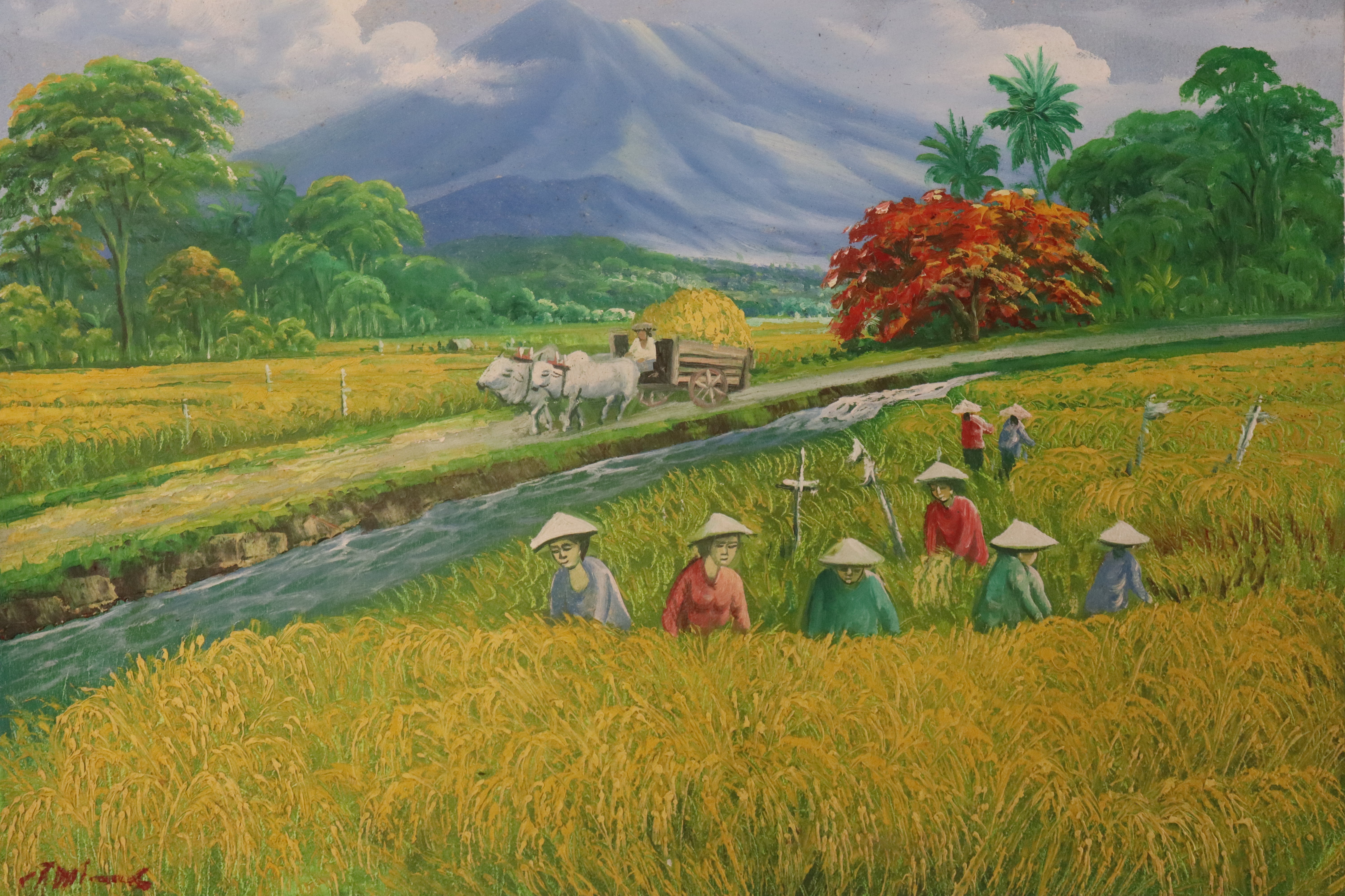 Balinese Workers in Rice Field – Palms of Bali