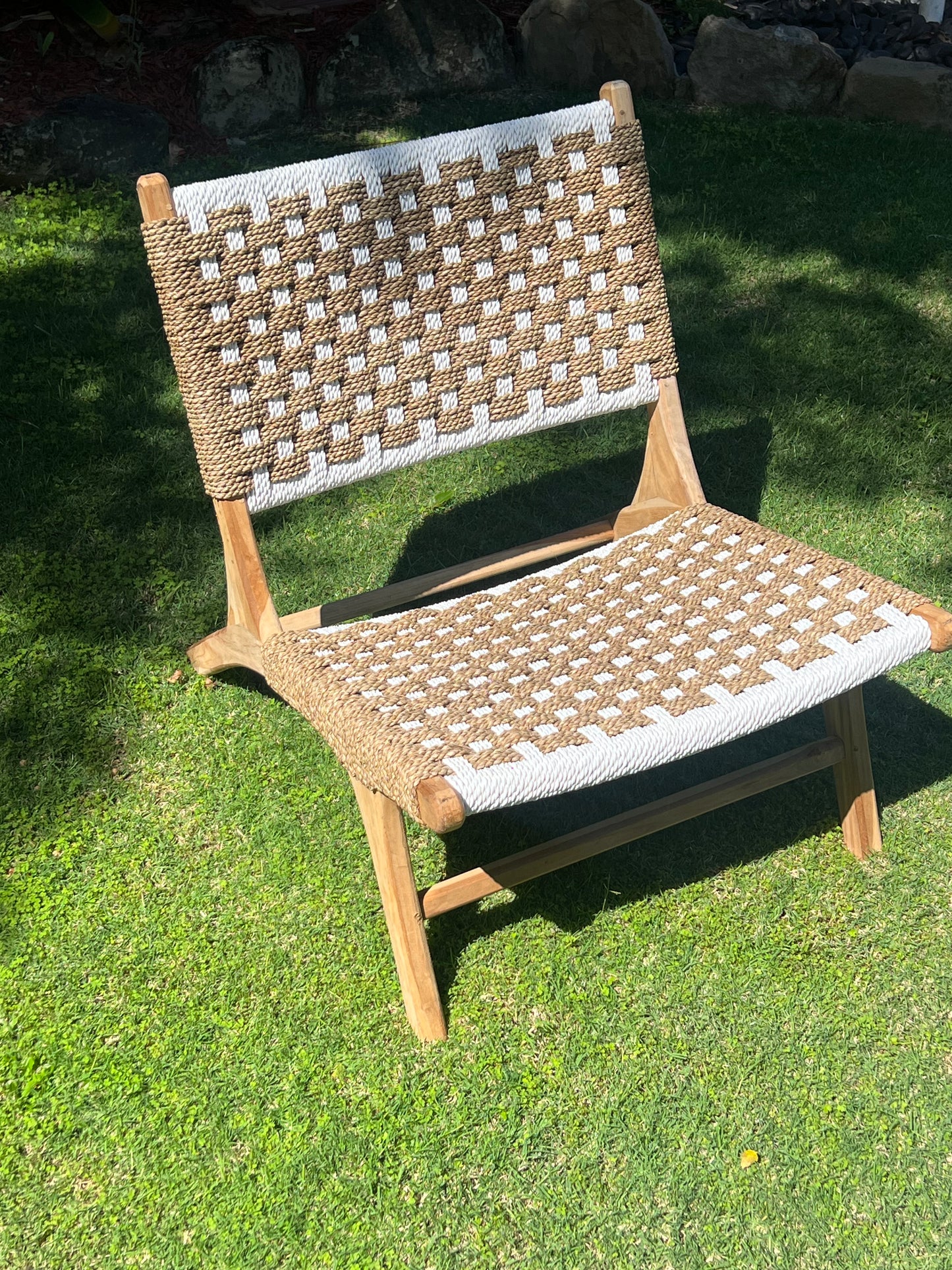 Hand Made Patterned White Rattan Chairs