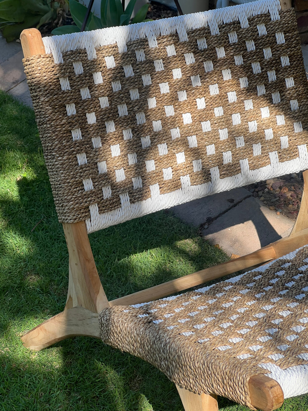 Hand Made Patterned White Rattan Chairs