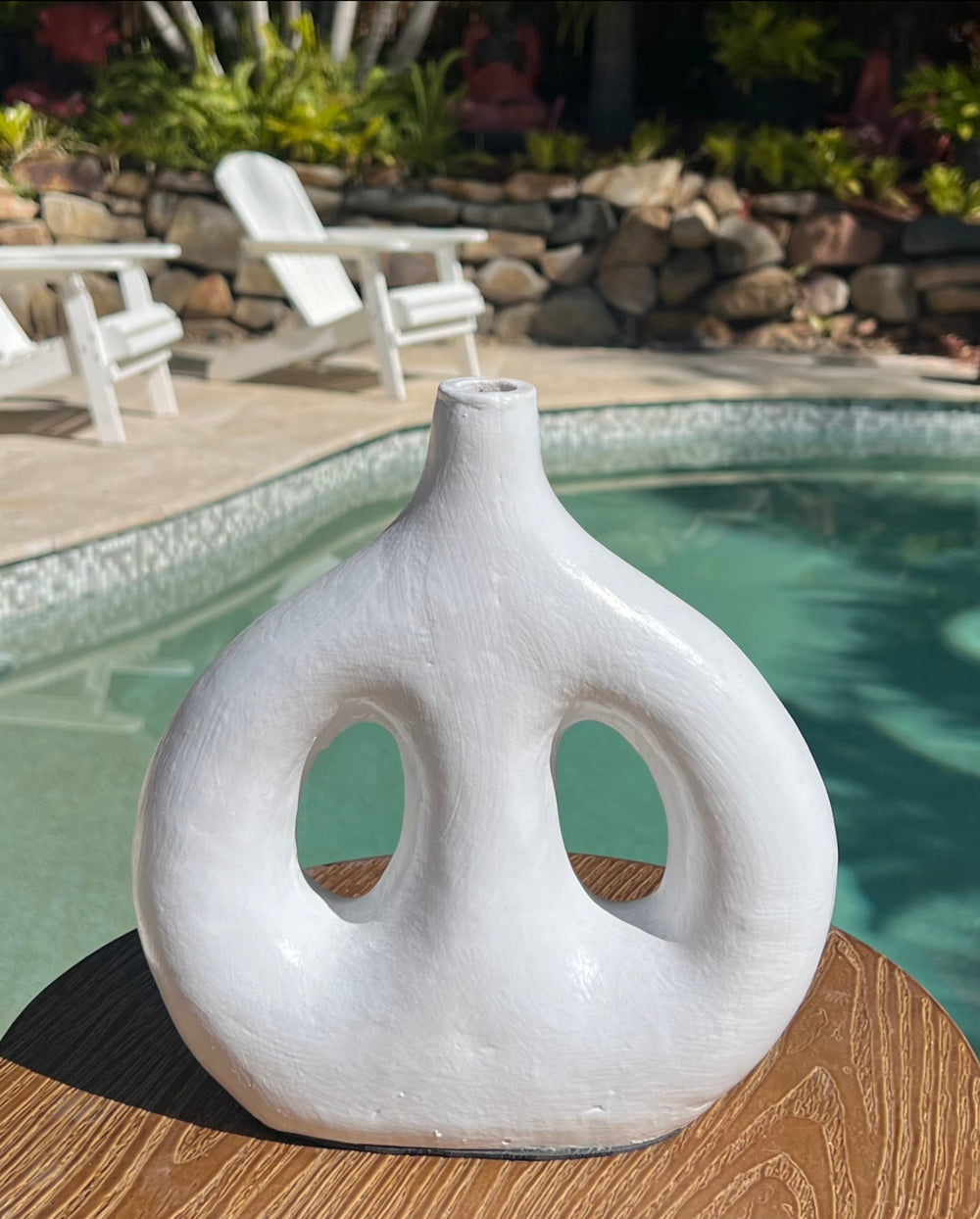 Brushed White Abstract Pretzel Vase