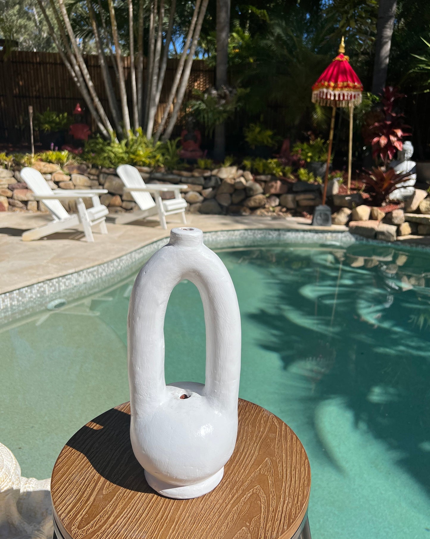 Brushed White Abstract Vase
