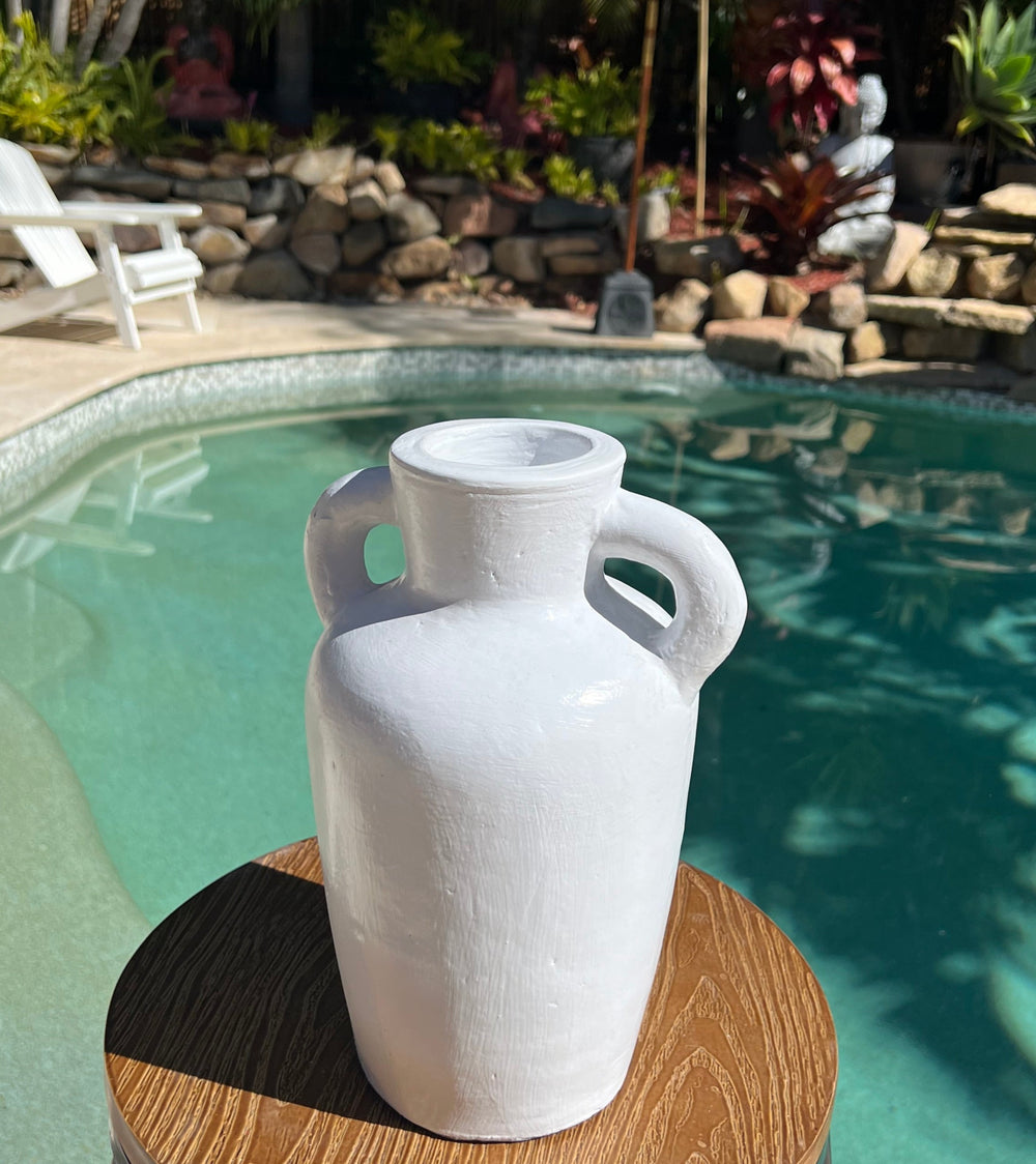 Brushed White Double Handle Urn
