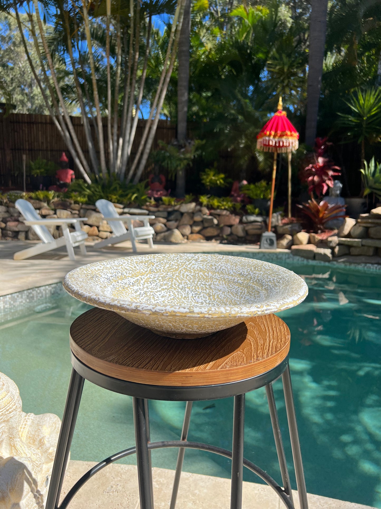 Speckled Gold Round Serving Platter