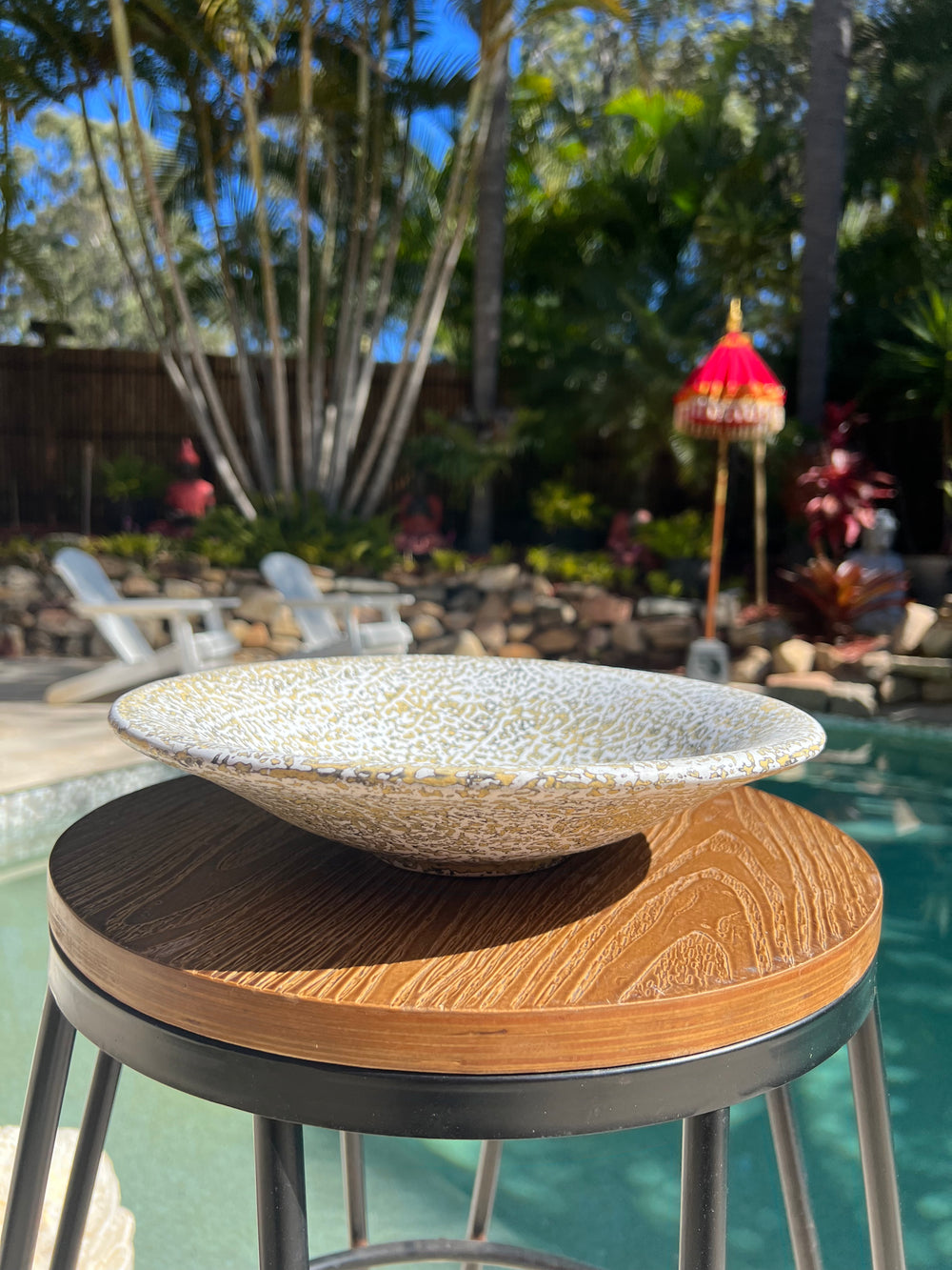 Speckled Gold Round Serving Platter