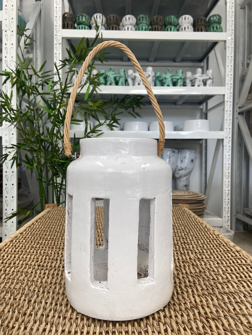 Candle Holder with Rattan Resin