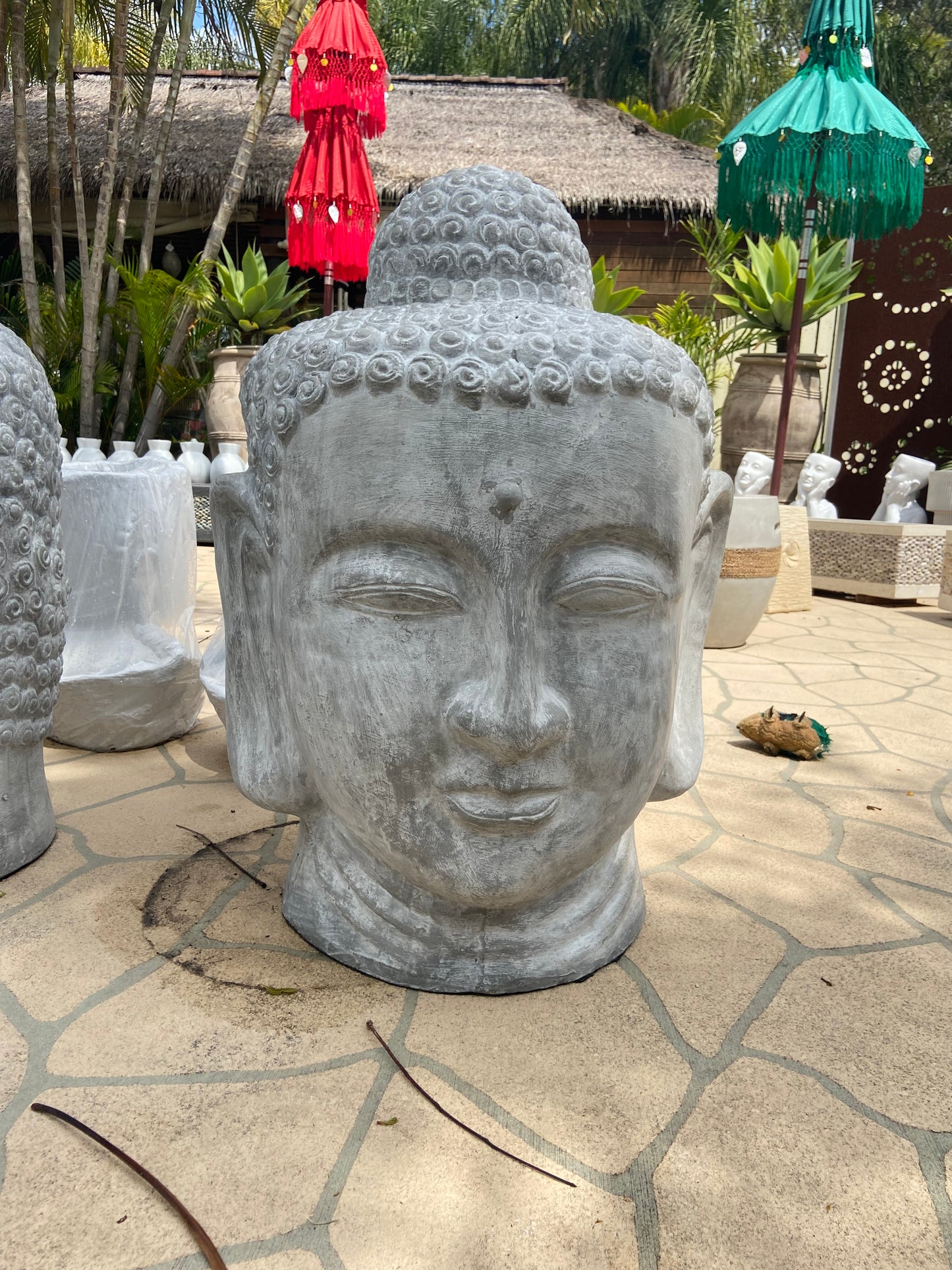 Large Buddha Head  Grey
