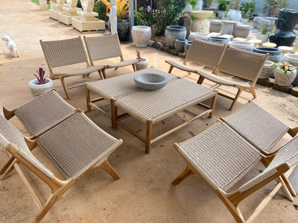 Hand Made Rattan Chairs & Table Setting (4 chairs)
