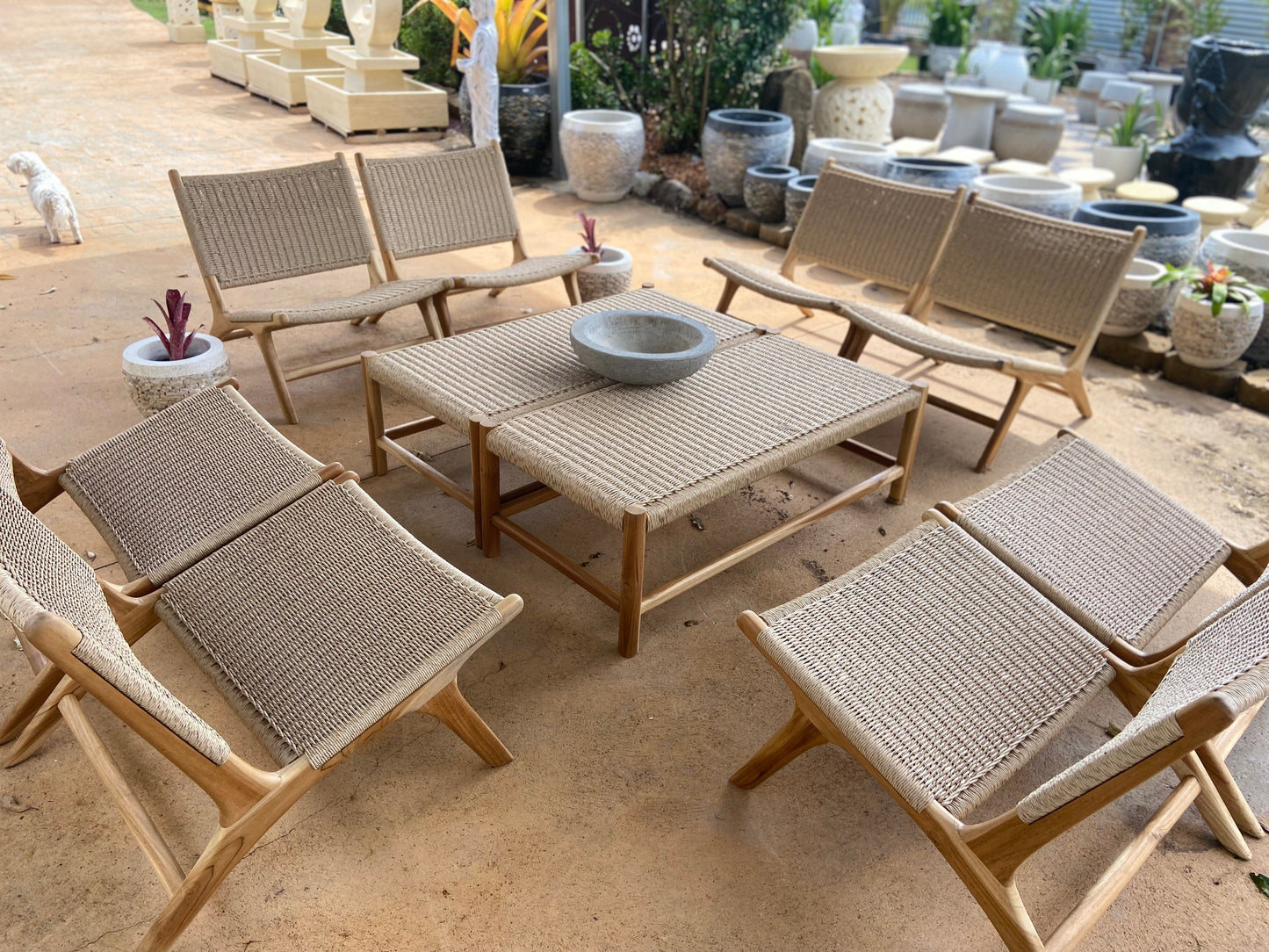 Hand Made Rattan Chairs & Table Setting (4 chairs)