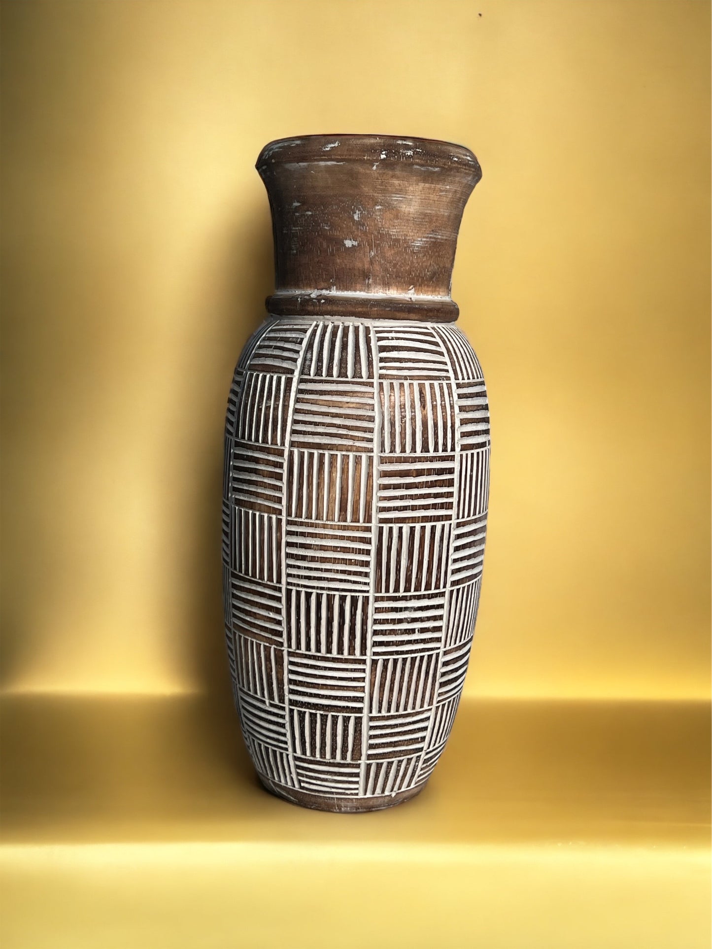 Wooden Crosshatch Pot