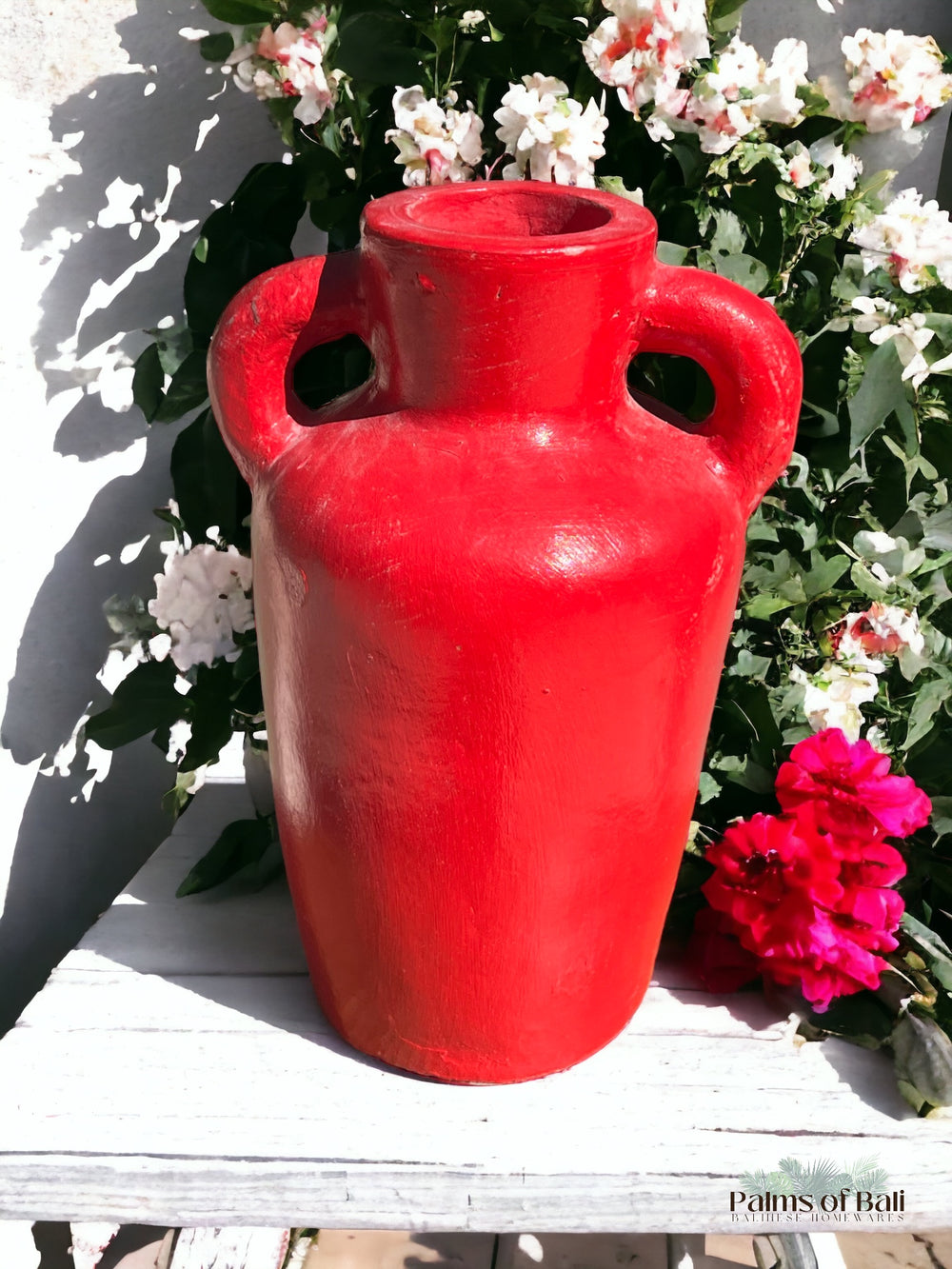 Bright Red Double Handle Urn