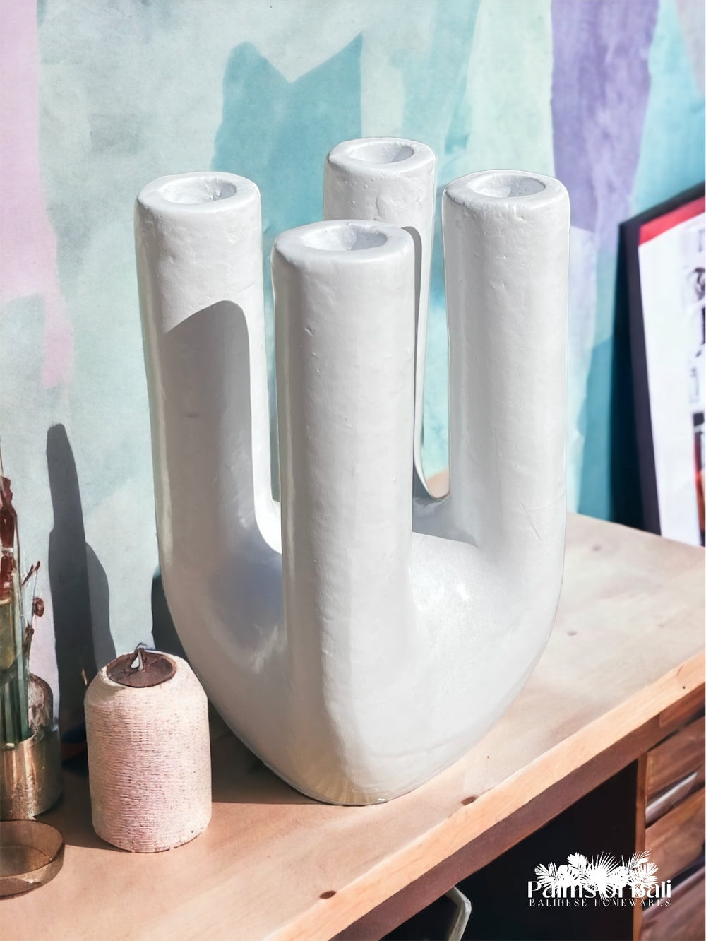 Brushed White Stool Vase
