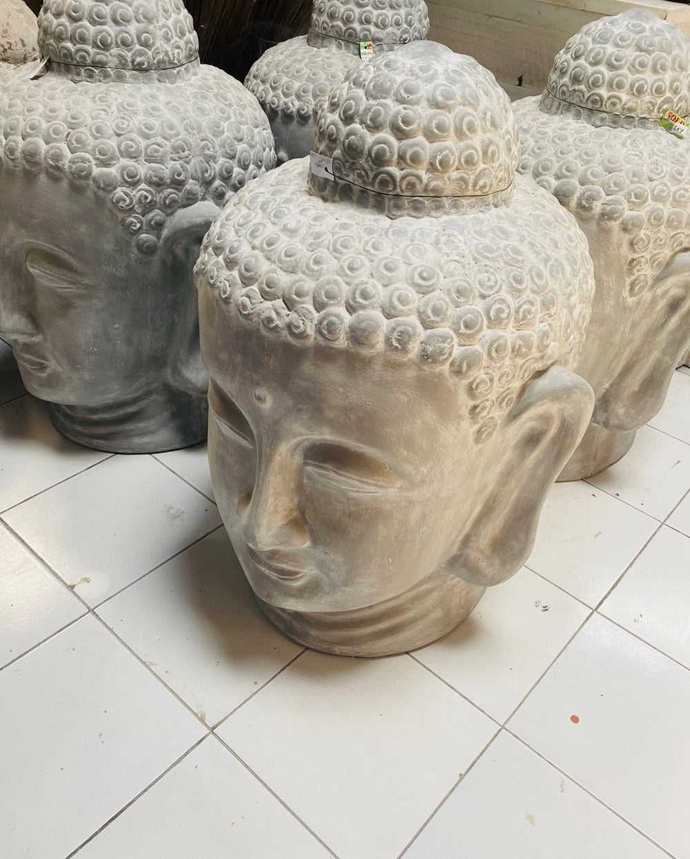 Large Buddha Head  White