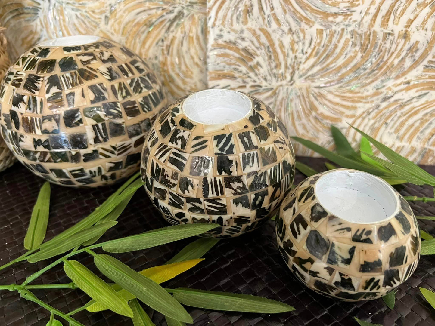 Set of 3 Shell Candle Holders Style 3