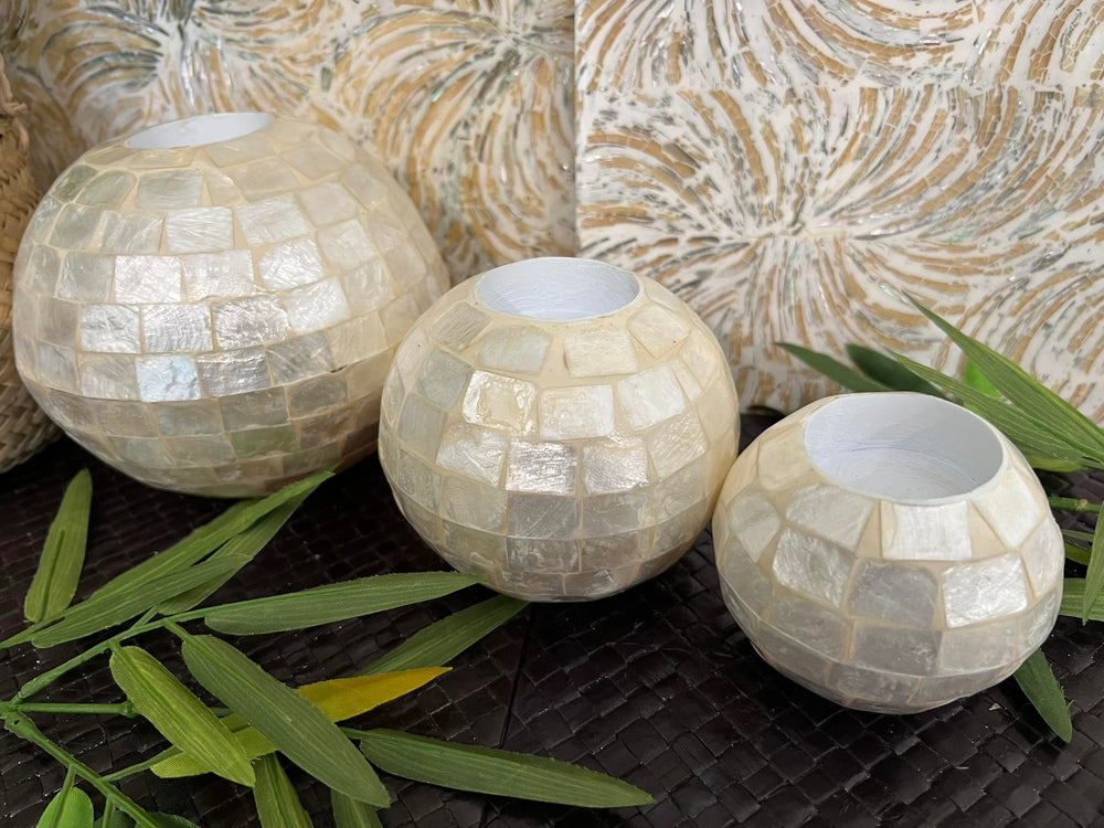Set of 3 Shell Candle Holders Style 1